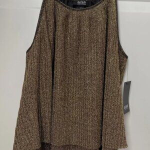 a.n.a. Womens Small Tank Gold Metallic